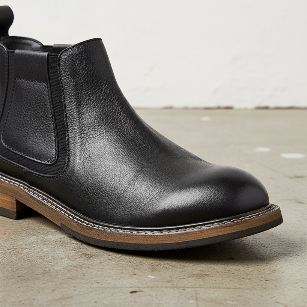 Men’s Genuine Leather Chelsea Boots, Stylish Casual & Business Wear - detail-view-showing-texture