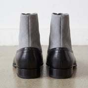 Men's Gray and Black Cap-Toe Leather Oxford Boots — Grimsby