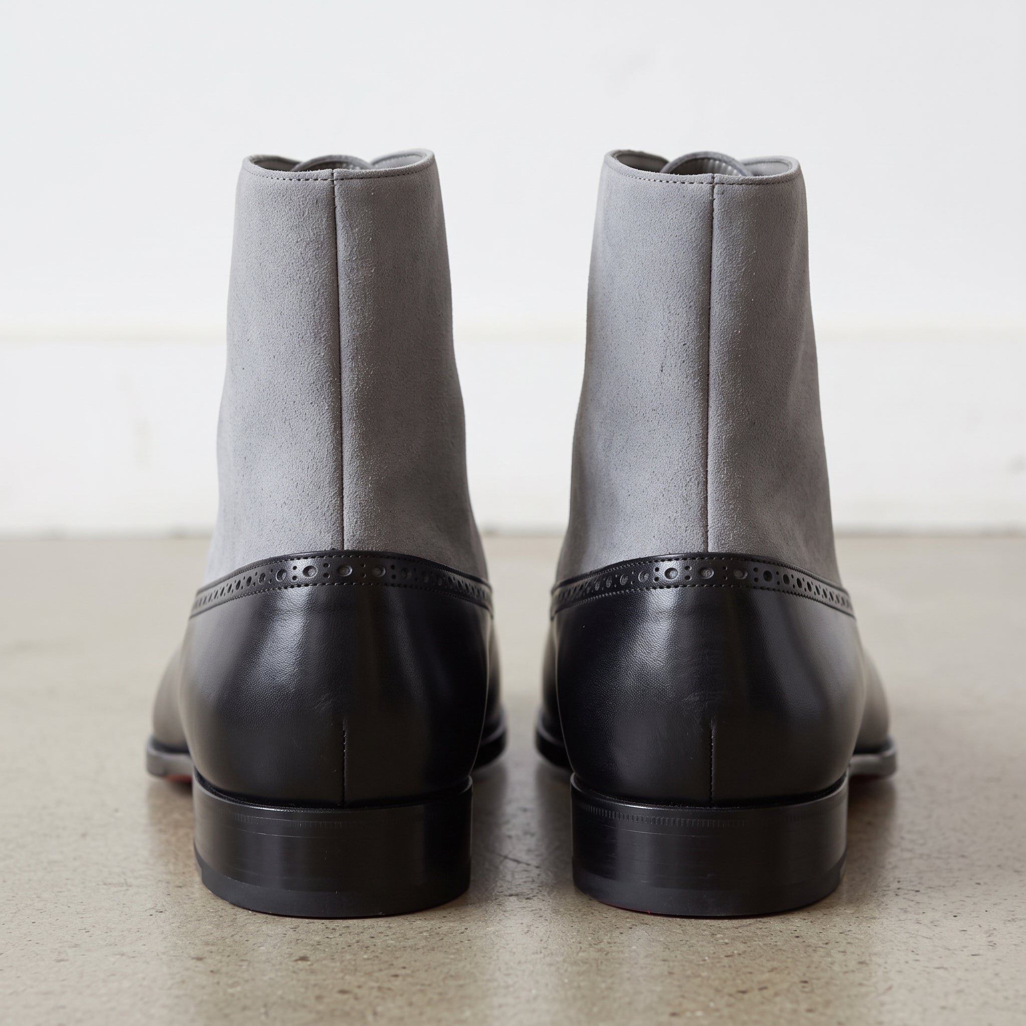 Men's Gray and Black Cap-Toe Leather Oxford Boots — Grimsby