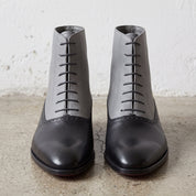Men's Gray and Black Cap-Toe Leather Oxford Boots — Grimsby