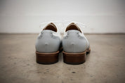 Men's Gray and White Handmade Brogue Dress Shoes - back-view