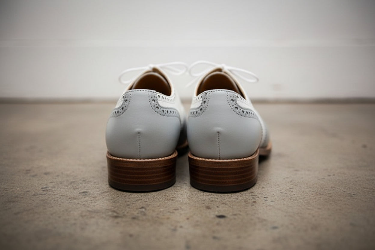 grey and white dress shoes Men's Light Grey and White Wingtip Leather Spectator Oxfords Hawthor Rebels Market