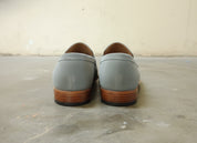 Mens Gray Color Suede Leather Shoes, Men Gray Suede Moccasins Loafer - back-view