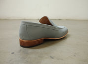 Mens Gray Color Suede Leather Shoes, Men Gray Suede Moccasins Loafer - detail-view-showing-texture