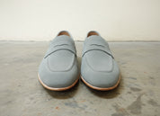 Mens Gray Color Suede Leather Shoes, Men Gray Suede Moccasins Loafer - front-view