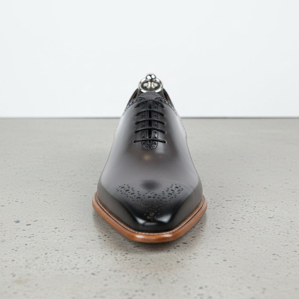 Men's Gray Brogue Cap Toe Leather Oxford Dress Shoes | Classic Formal Footwear Rebels Market Men's Gray Brogue Cap Toe Leather Oxford Dress Shoes | Classic Formal Footwear Rebels Market