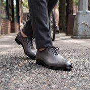 Men's Gray Medallion-Toe Leather Oxfords — Norton