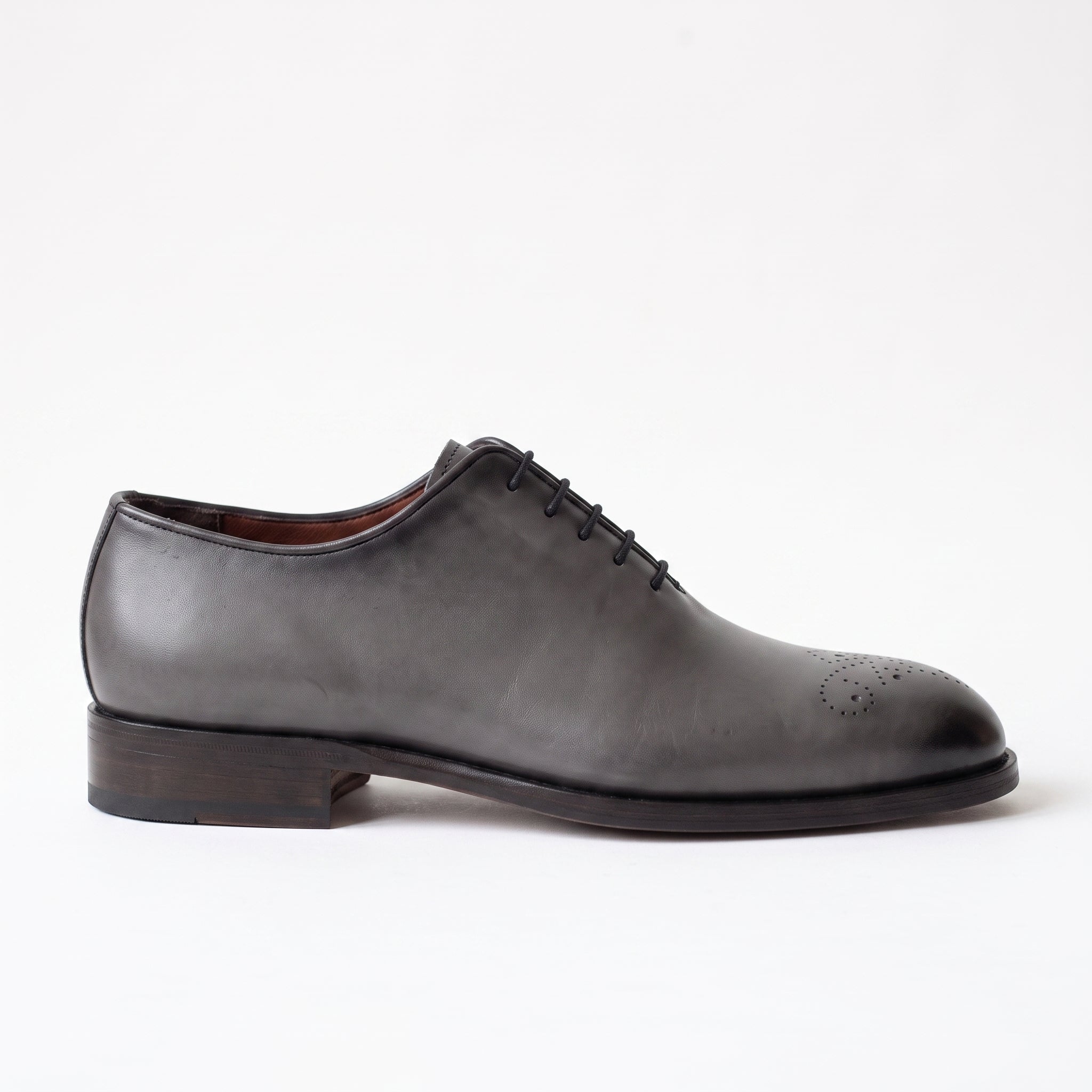 Men's Gray Medallion-Toe Leather Oxfords — Norton