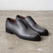 Men's Gray Medallion-Toe Leather Oxfords — Norton