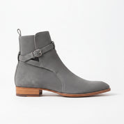 Men's Gray Suede Buckle Ankle Boots — Bampton