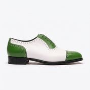 Men's Green and White Cap-Toe Leather Spectator Oxfords — Elwick