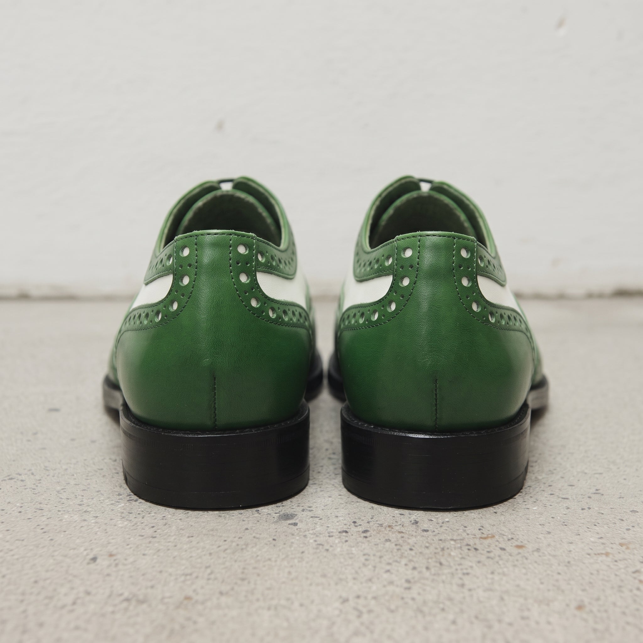 Men's Green and White Wingtip Leather Spectator Oxfords — Finch