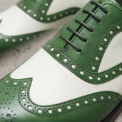 Men's Green and White Wingtip Leather Spectator Oxfords — Finch