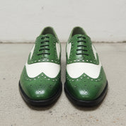 Men's Green and White Wingtip Leather Spectator Oxfords — Finch