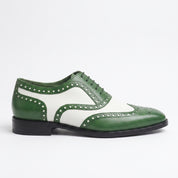 Men's Green and White Wingtip Leather Spectator Oxfords — Finch
