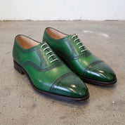 Men's Green Cap-Toe Leather Oxfords — Alnwick