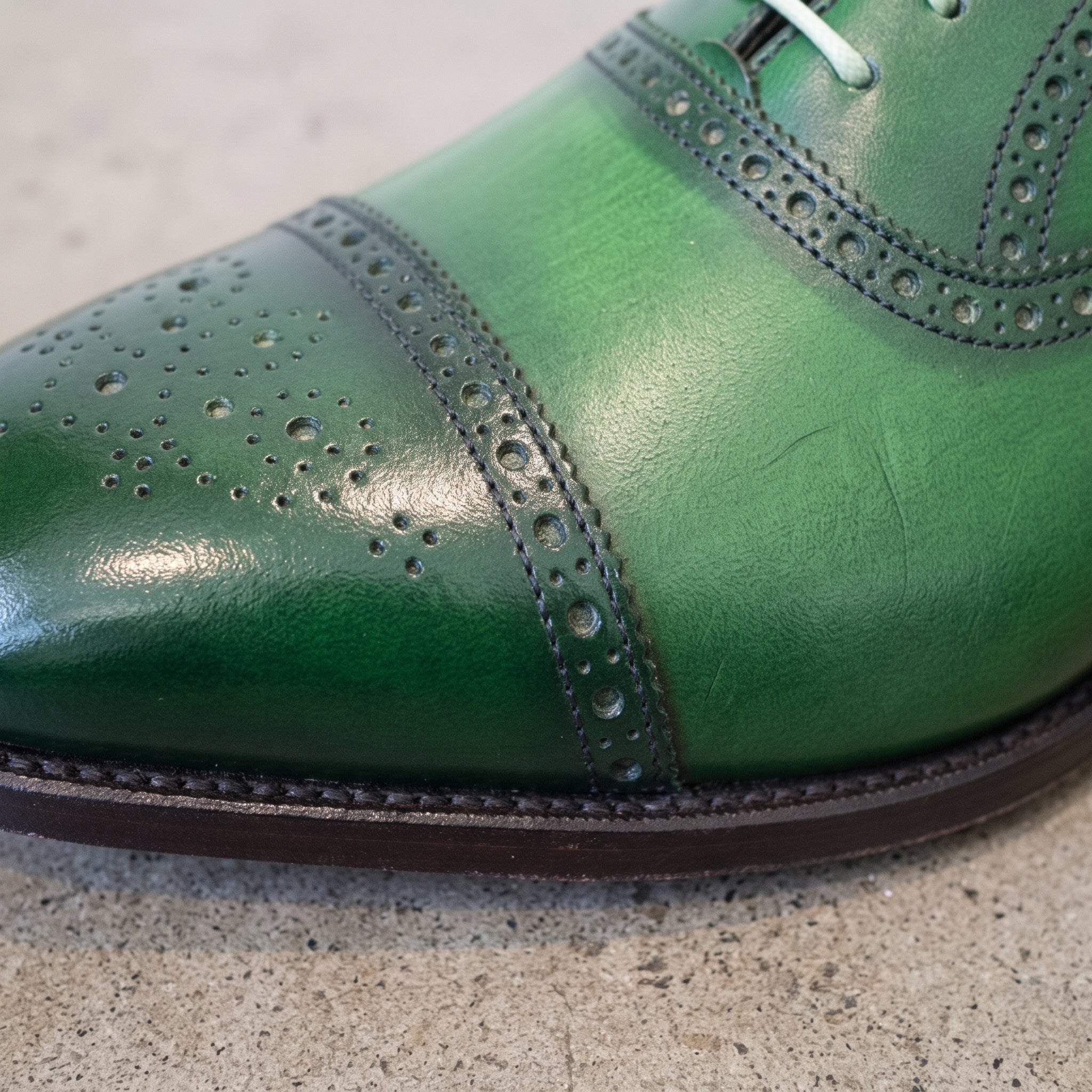 Men's Green Cap-Toe Leather Oxfords — Alnwick