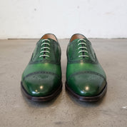Men's Green Cap-Toe Leather Oxfords — Alnwick