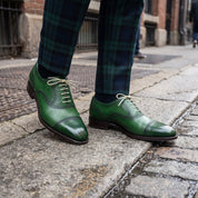 Men's Green Cap-Toe Leather Oxfords — Alnwick