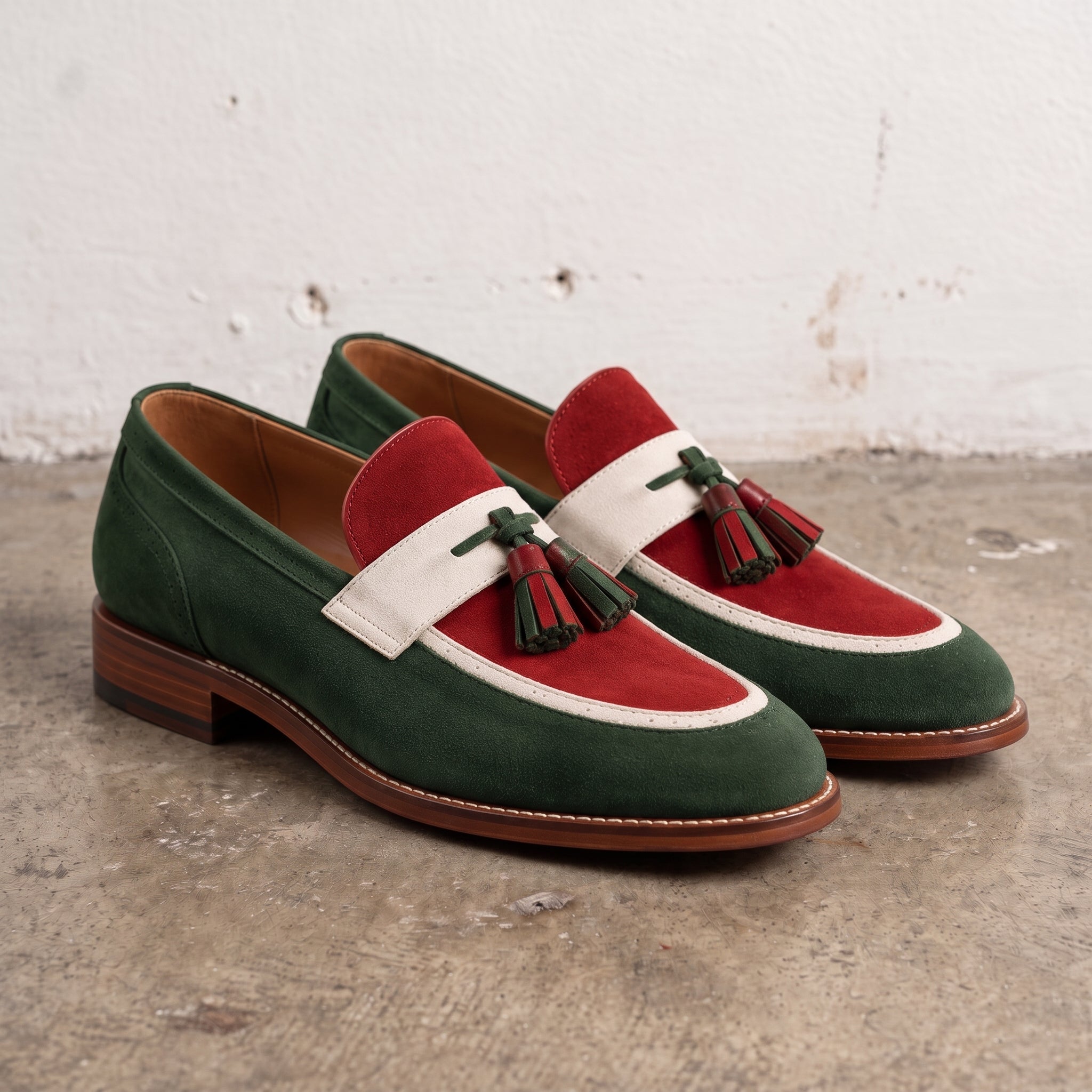 Tri-Color Suede Tassel Loafers — Melrose