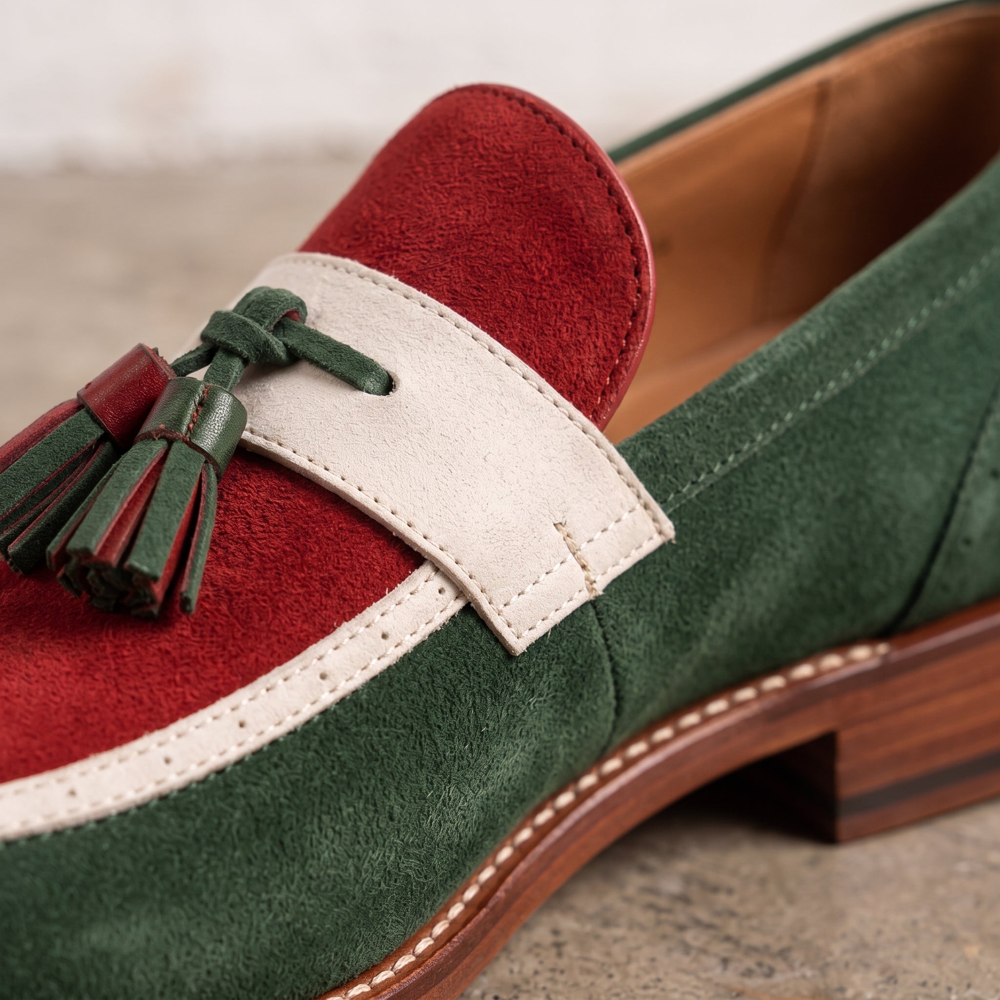 Tri-Color Suede Tassel Loafers — Melrose