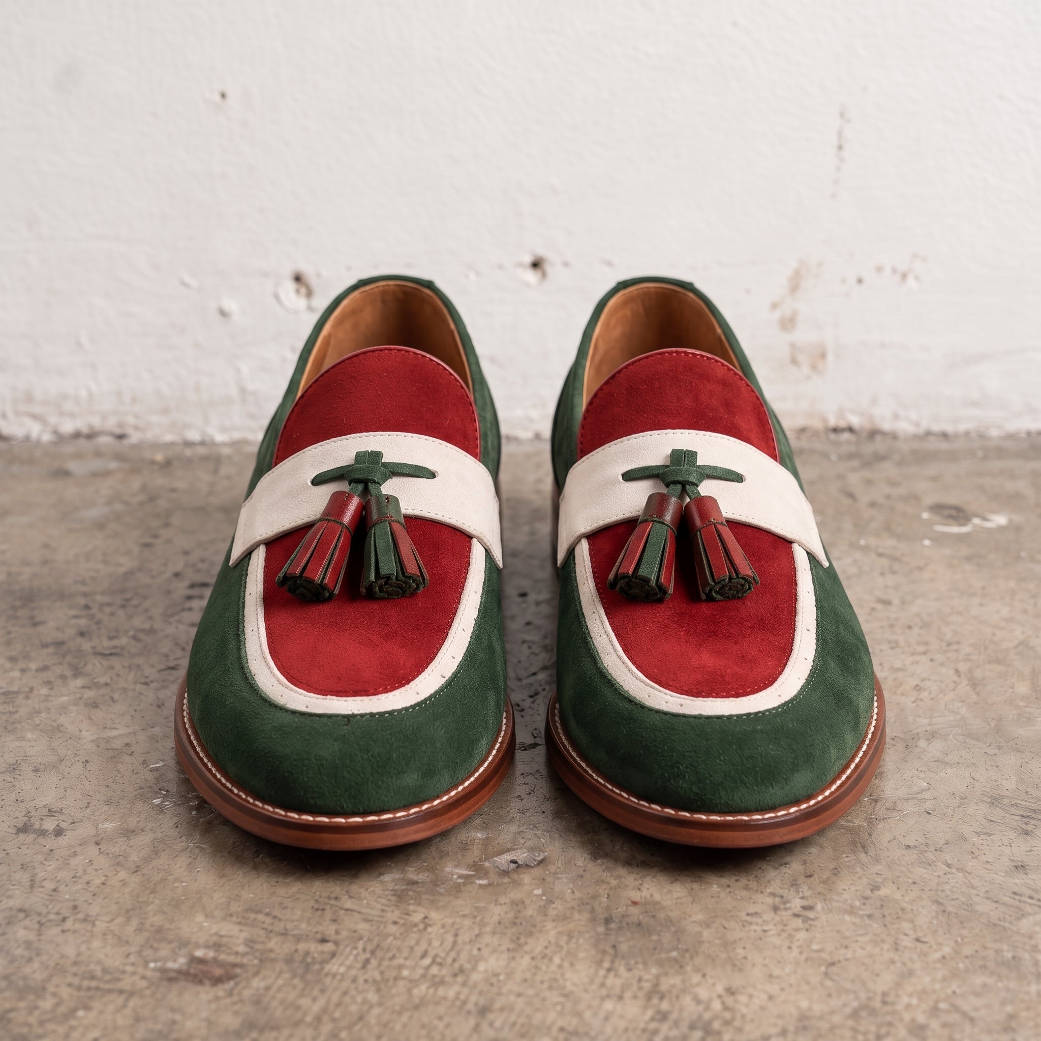 Tri-Color Suede Tassel Loafers — Melrose