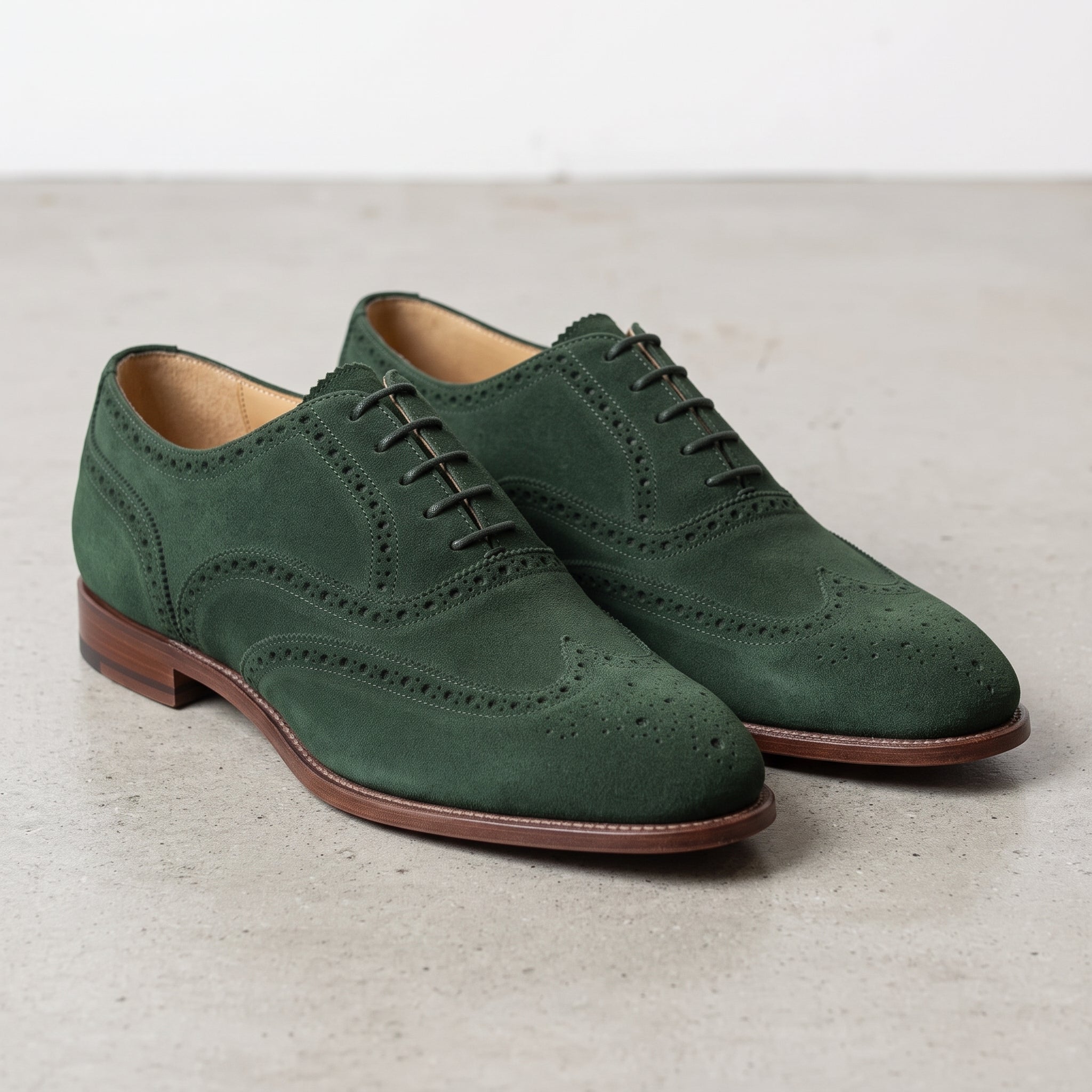 Men's Green Wingtip Suede Oxfords — Galsworthy
