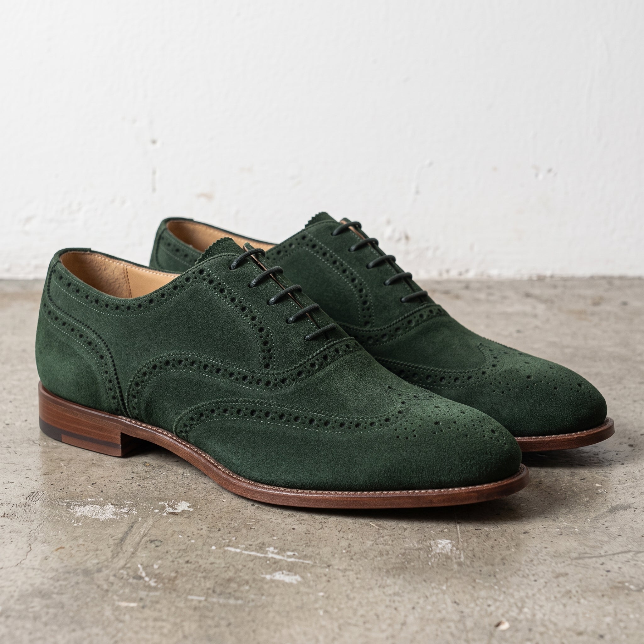 Men's Green Wingtip Suede Oxfords — Galsworthy