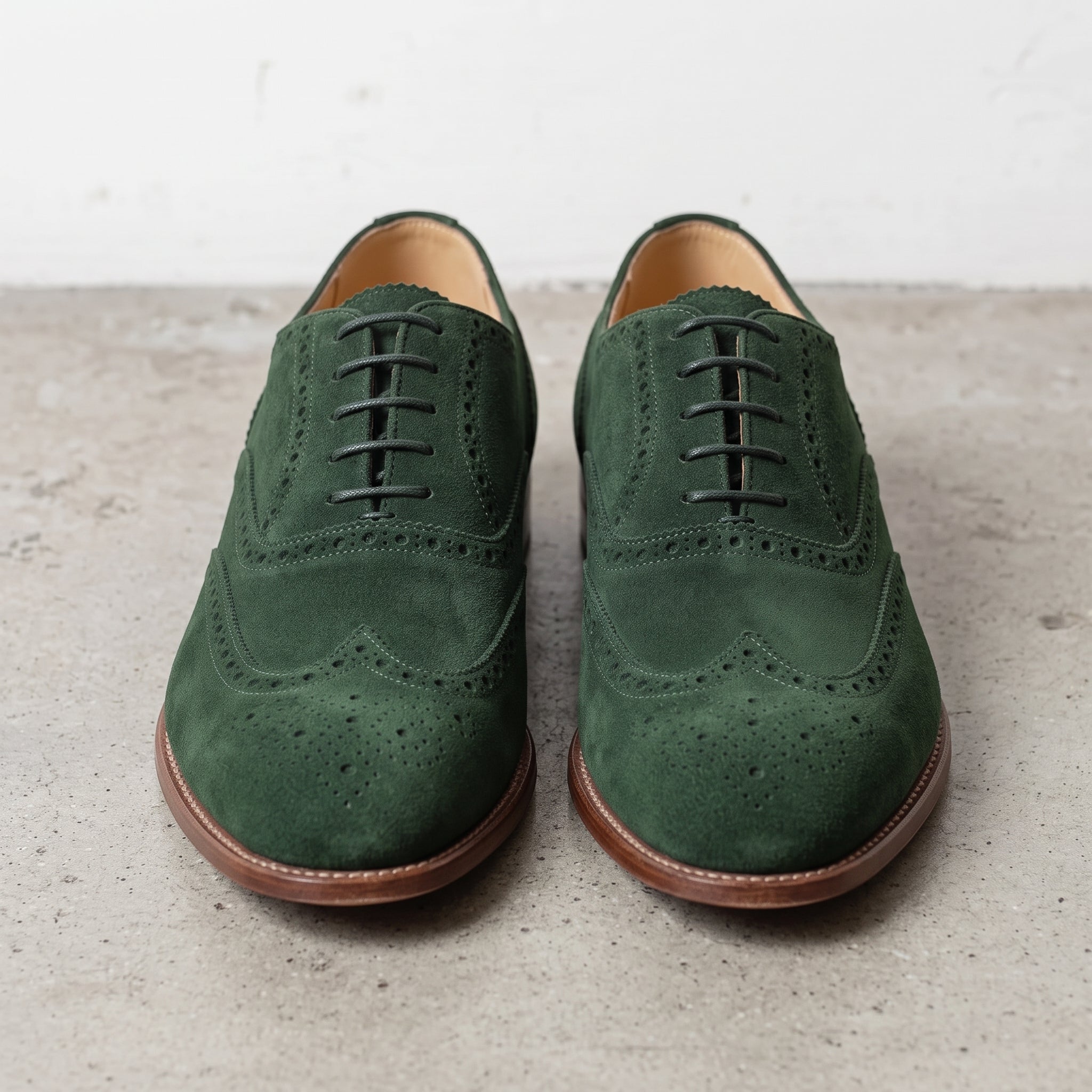 Men's Green Wingtip Suede Oxfords — Galsworthy