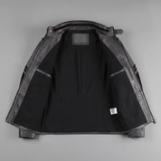 Men's Faded Black Distressed Leather Band Jacket — Abberdon