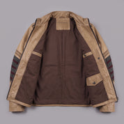 Men's Tan and Black Leather Military Jacket — Abberdon