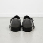 Men's Grey and Black Cap-Toe Leather Monk Strap Shoes — Thirsk