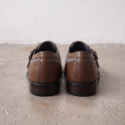 Men's Grey and Brown Wingtip Leather Monk Strap Shoes — Thirsk