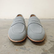 Men's Grey Apron-Toe Suede Penny Loafers — Austerfield