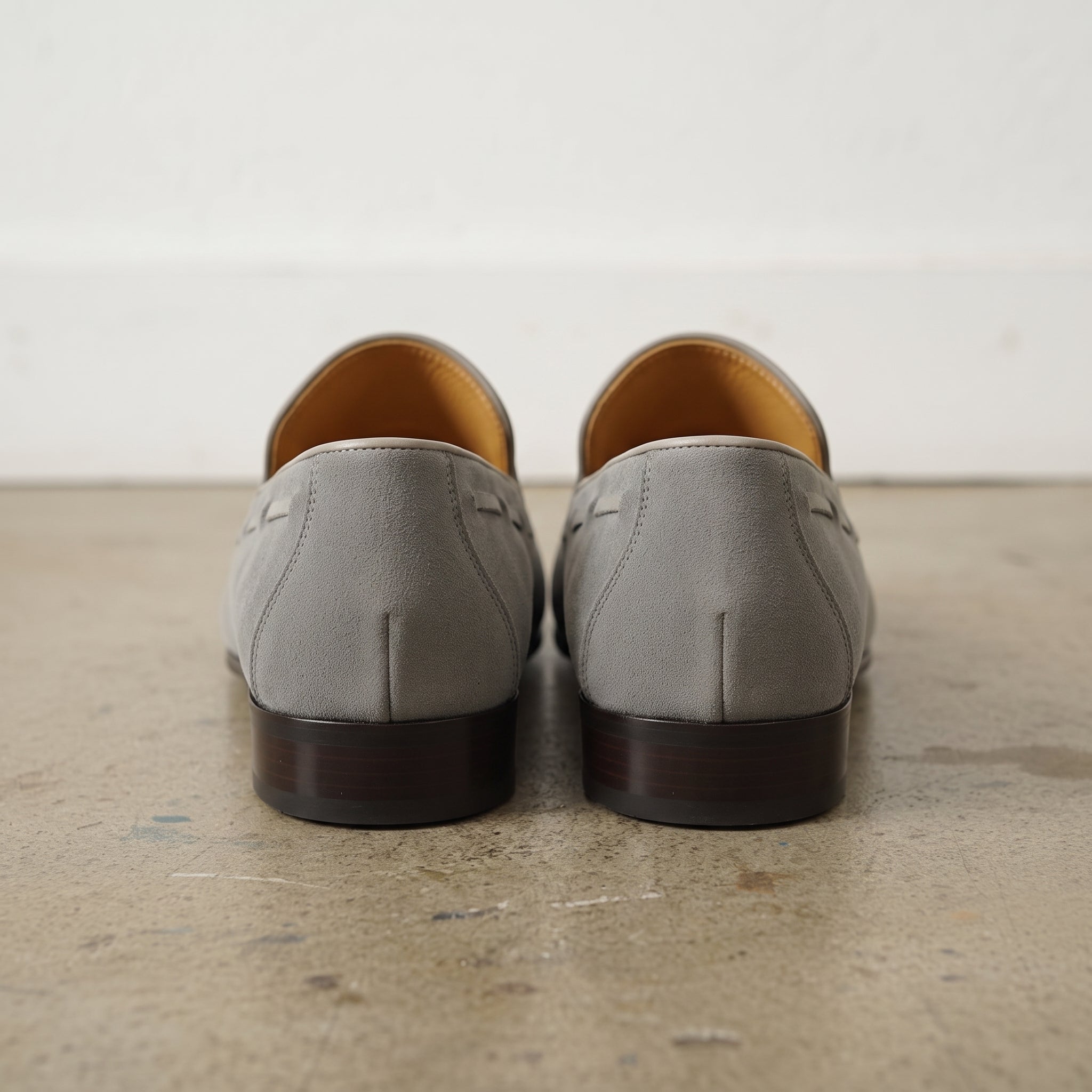 Men's Grey Apron-Toe Suede Tassel Loafers — Bowles