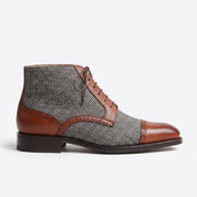 Men's Grey, Black, and Brown Cap-Toe Leather Oxford Boots — Barnard
