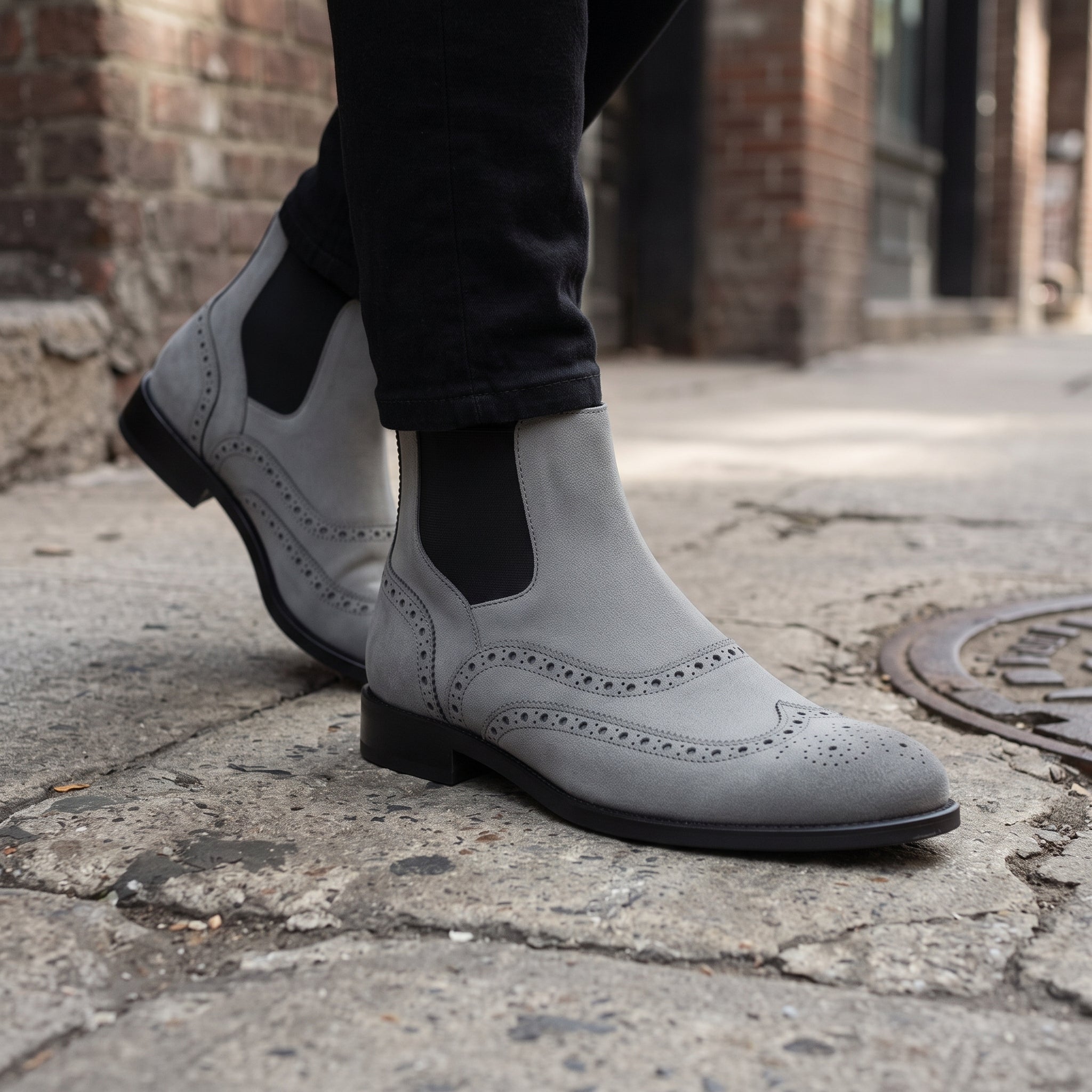 Men's Grey Suede Leather Chelsea Boots — Biddestone