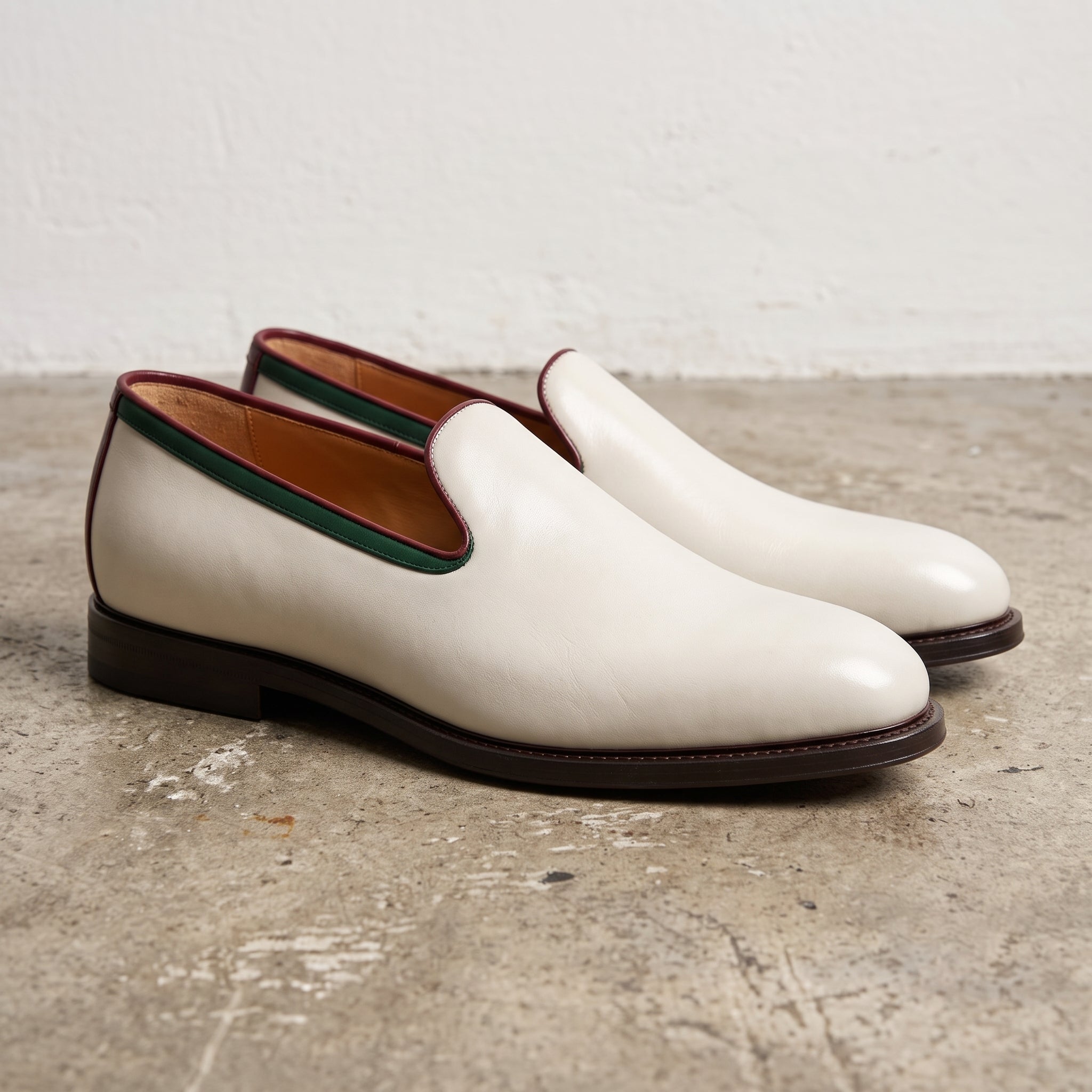 Men's Ivory Plain-Toe Leather Loafers — Abberfield