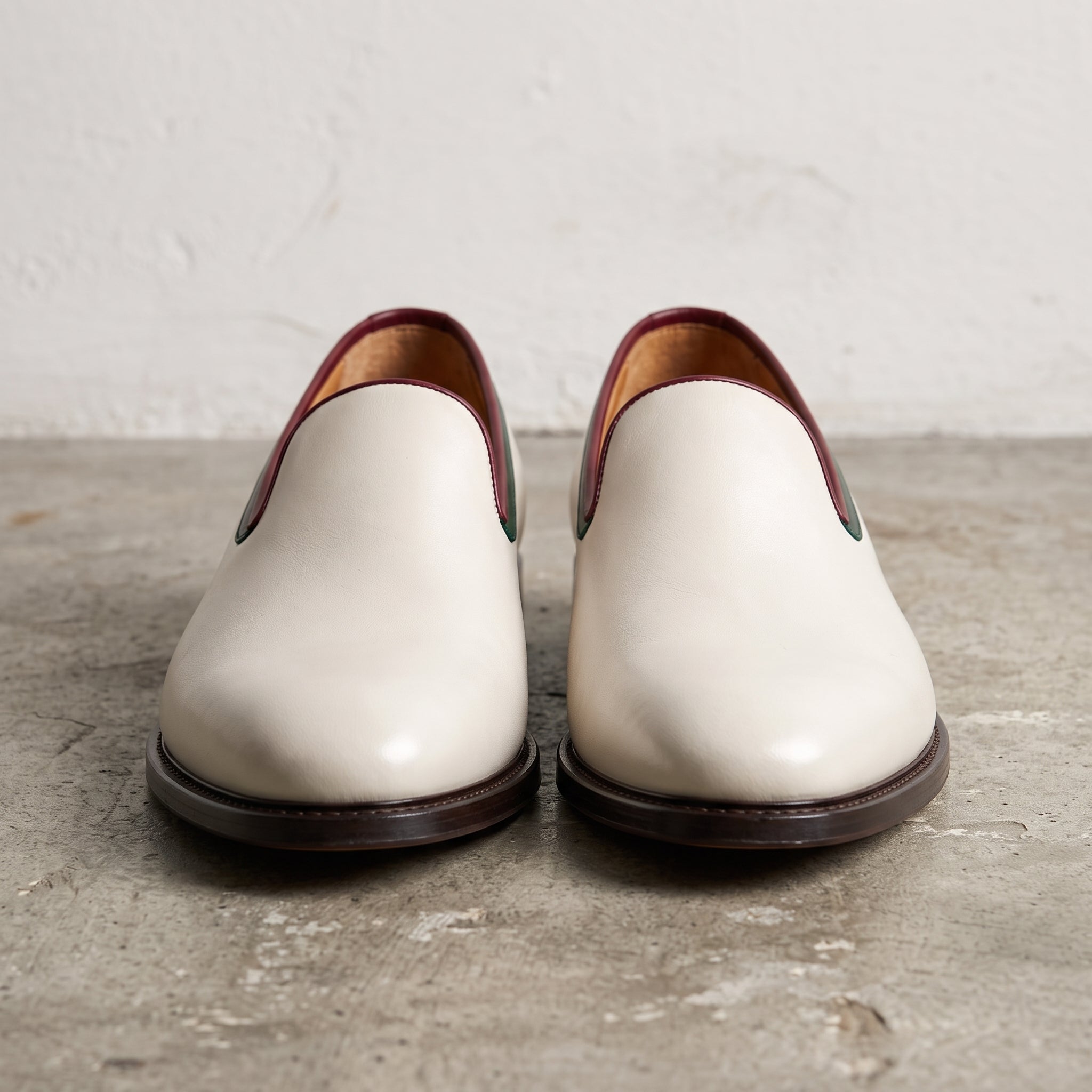 Men's Ivory Plain-Toe Leather Loafers — Abberfield