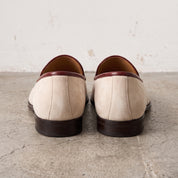 Men's Ivory and Green Suede Plain-Toe Loafers — Acleton
