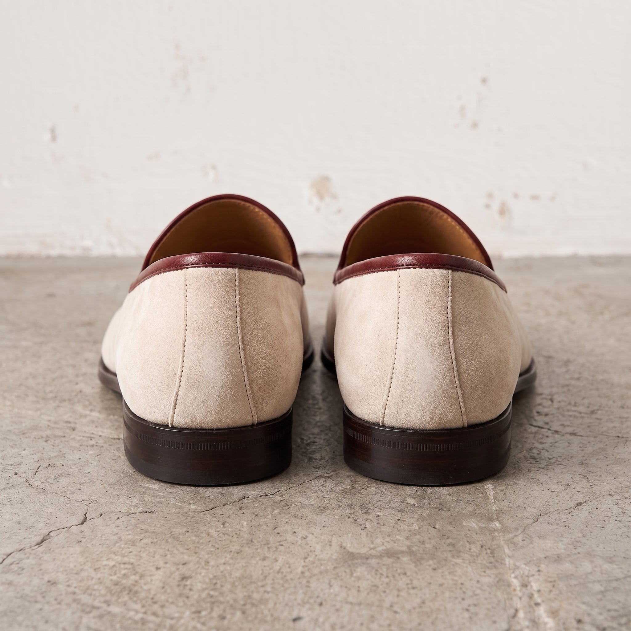 Men's Ivory and Green Suede Plain-Toe Loafers — Acleton