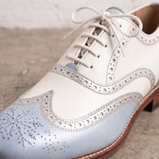 Men's Ivory and Blue Wingtip Leather Oxford Brogues — Acreton