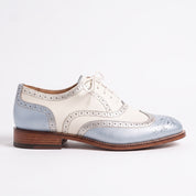 Men's Ivory and Blue Wingtip Leather Oxford Brogues — Acreton