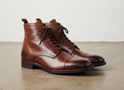 Mens Leather Boot, Men Brown Ankle High Boot, Lace Up Boot - 3-4-right-view