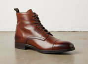 Mens Leather Boot, Men Brown Ankle High Boot, Lace Up Boot - detail-view-showing-texture