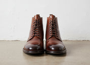 Mens Leather Boot, Men Brown Ankle High Boot, Lace Up Boot - front-view
