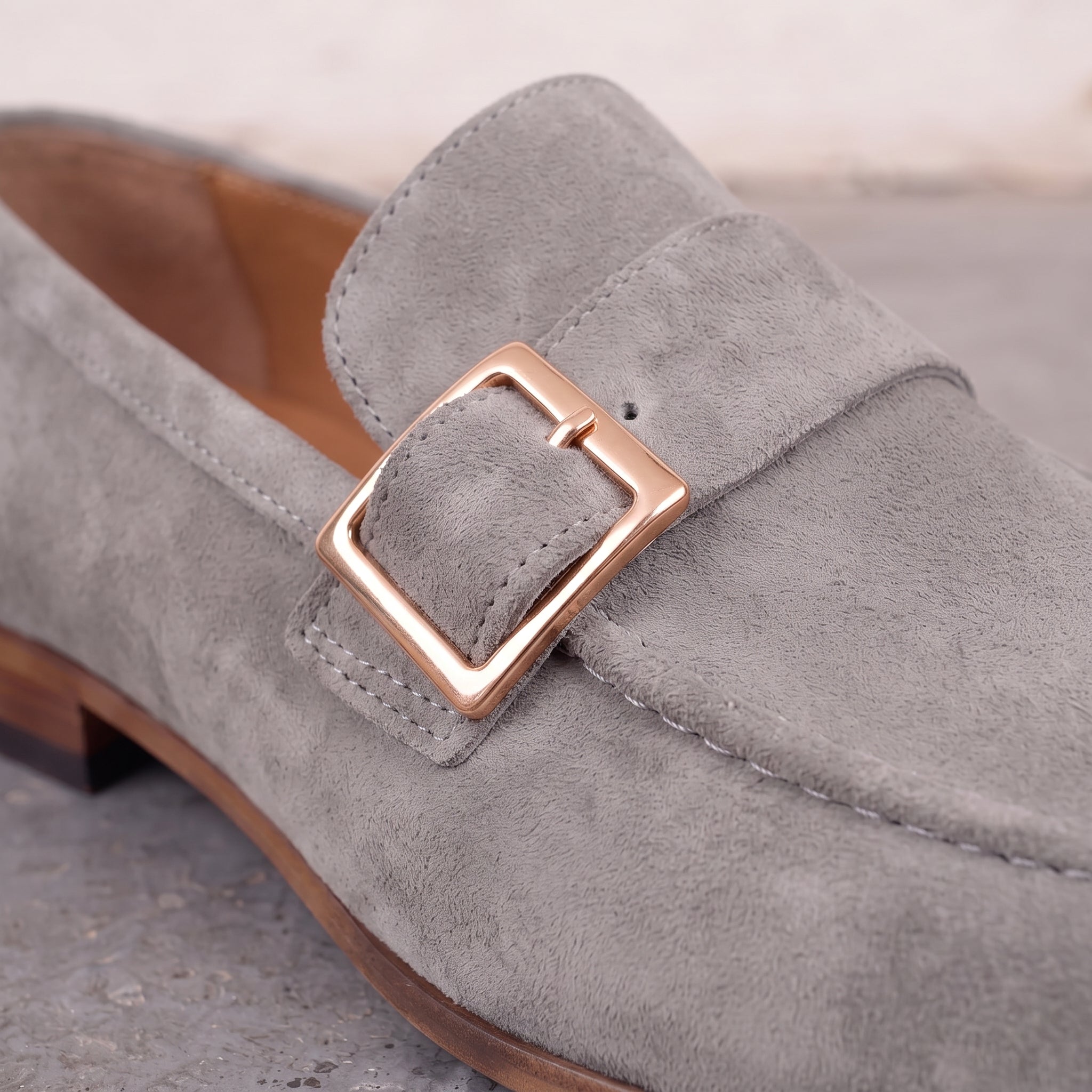 Men's Light Gray Apron-Toe Suede Monk Strap Loafers — Dishington