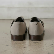 Men's Light Gray Apron-Toe Suede Monk Strap Shoes — Bagborough — Bagborough