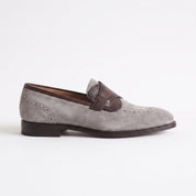 Men's Light Gray Plain-Toe Suede Loafers — Carron