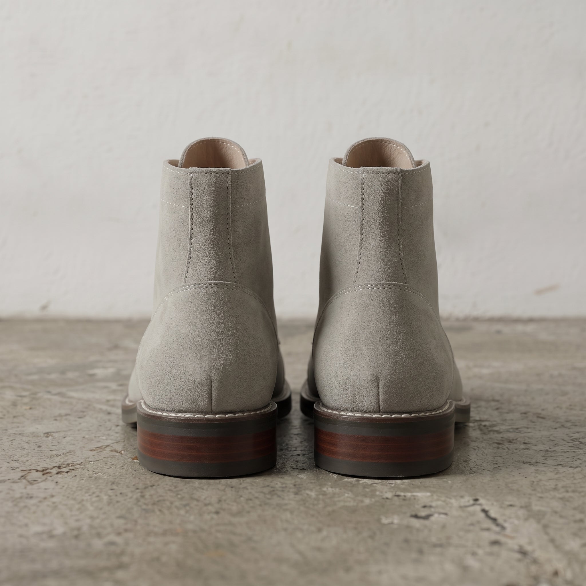 Men's Light Gray Cap-Toe Suede Ankle Lace-Up Boots — Oxley